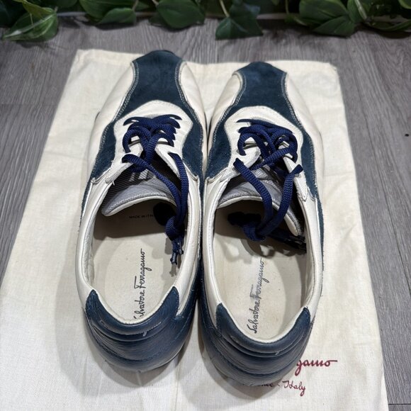 Vtg Salvatore Ferragamo Men’s Rare Two Tone Leather Suede Sneaker Made Italy 10D main image 12
